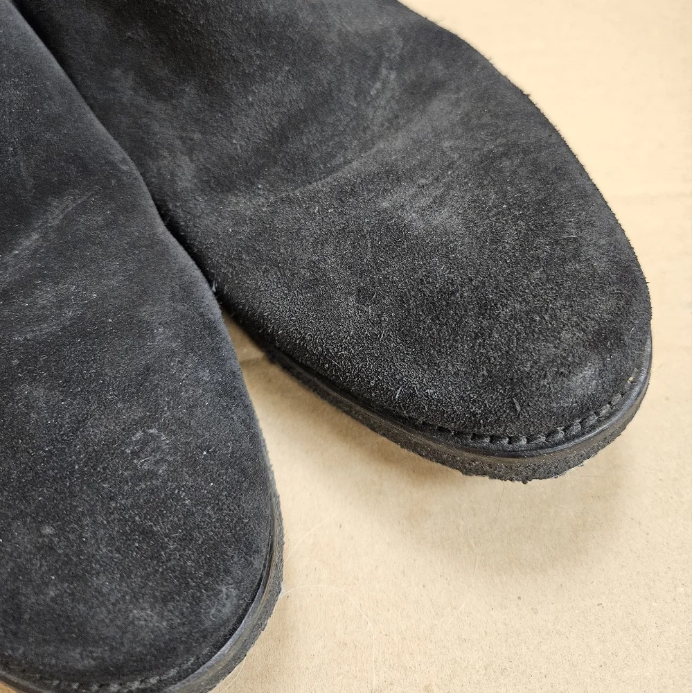 ORO Los Angeles The Alicante Crepe Calf Suede Leather Chelsea Boots Black Sz 10